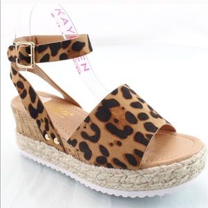 Elegant Animal Print Espadrille Platform Sandals